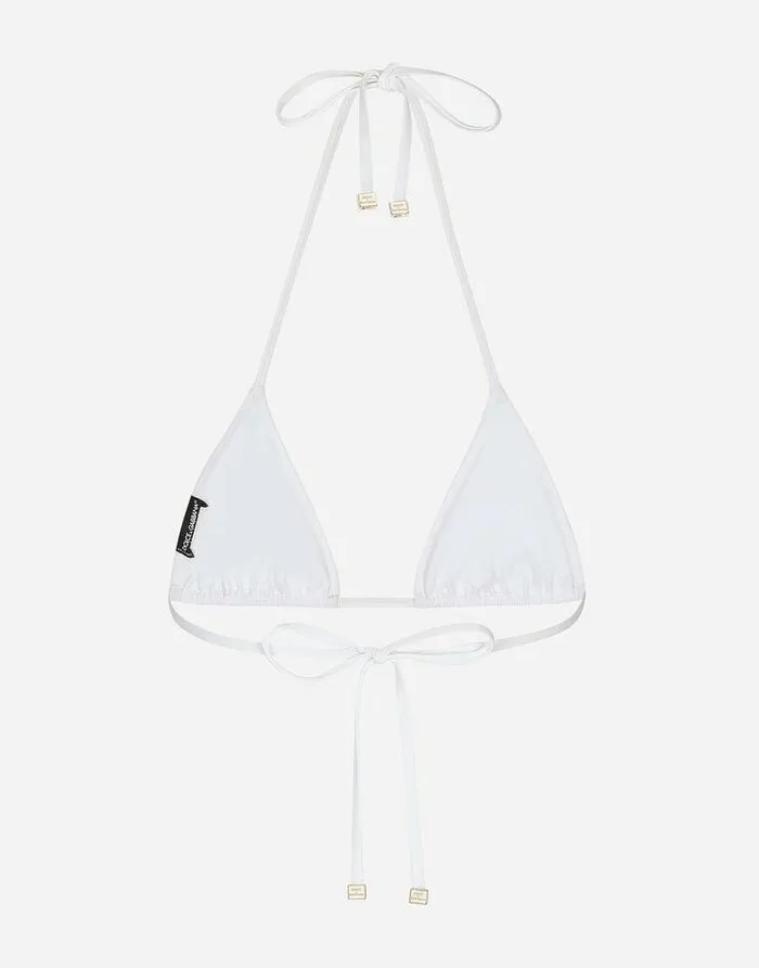 Dolce and Gabbana Beachwear Women Triangle Bikini Top White Dolce and Gabbana Beachwear Women Triangle Bikini Top White