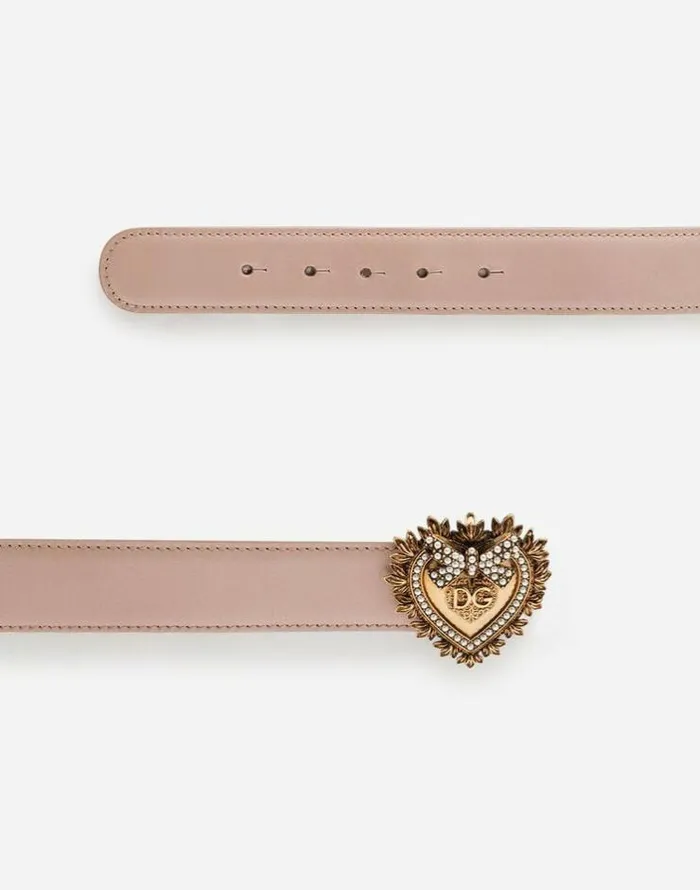 Dolce and Gabbana Belts Women Devotion Belt In Lux Leather Pale Pink Dolce and Gabbana Belts Women Devotion Belt In Lux Leather Pale Pink