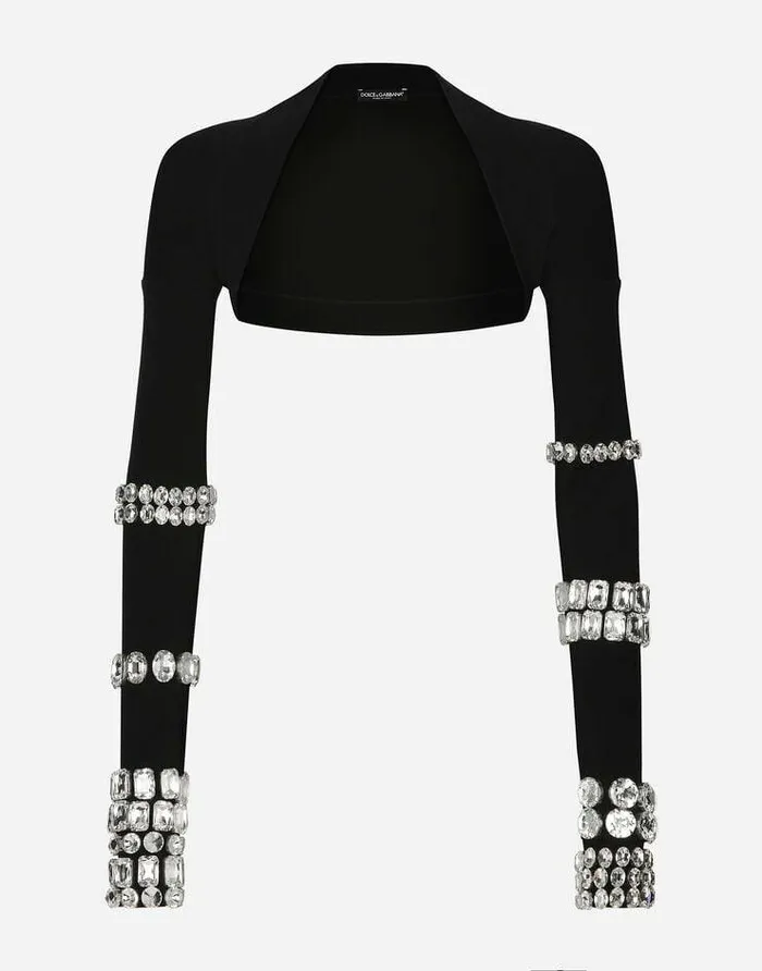 Dolce and Gabbana Blazers Women KIM DOLCEandGABBANA Jersey Milano Rib Shrug With Rhinestone Embellishment Multicolor Dolce and Gabbana Blazers Women KIM DOLCEandGABBANA Jersey Milano Rib Shrug With Rhinestone Embellishment Multicolor