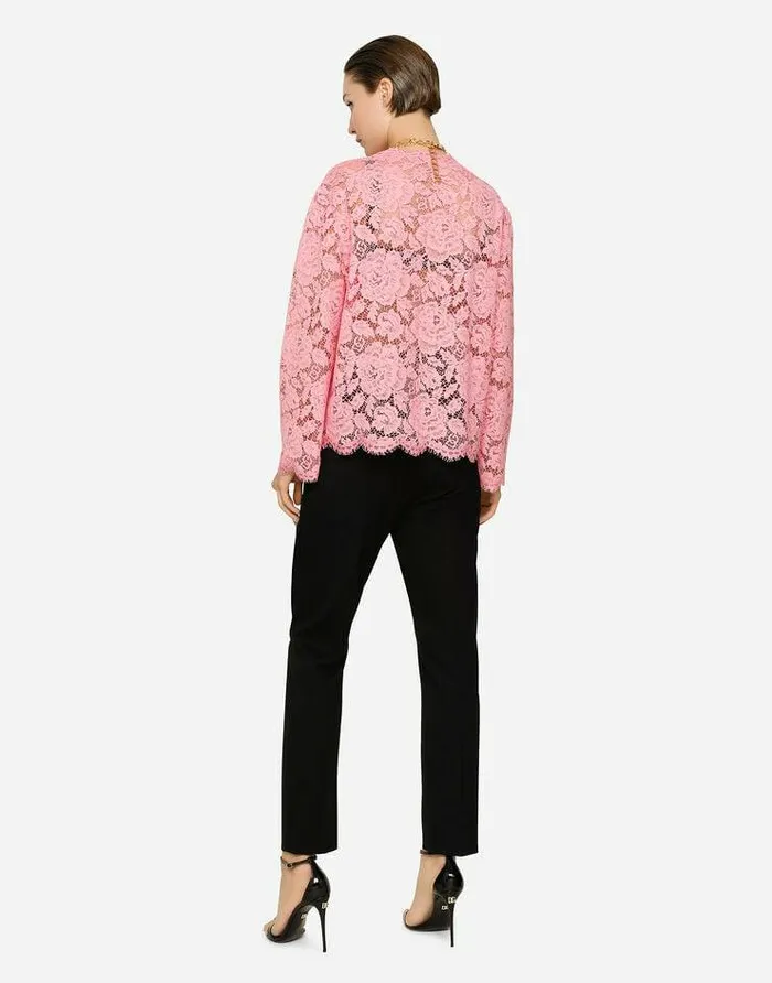 Dolce and Gabbana Blazers Women Singlebreasted Lace Jacket Pink Dolce and Gabbana Blazers Women Singlebreasted Lace Jacket Pink