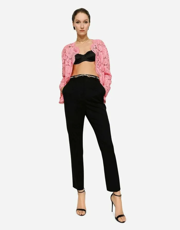 Dolce and Gabbana Blazers Women Singlebreasted Lace Jacket Pink Dolce and Gabbana Blazers Women Singlebreasted Lace Jacket Pink