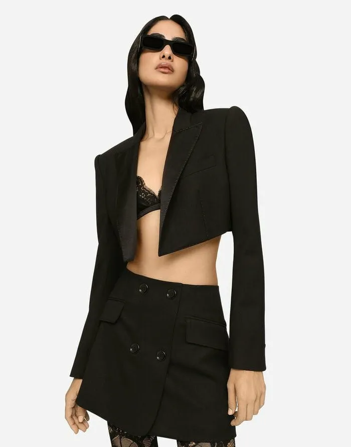 Dolce and Gabbana Blazers Women Twill Spencer Blazer Black Dolce and Gabbana Blazers Women Twill Spencer Blazer Black