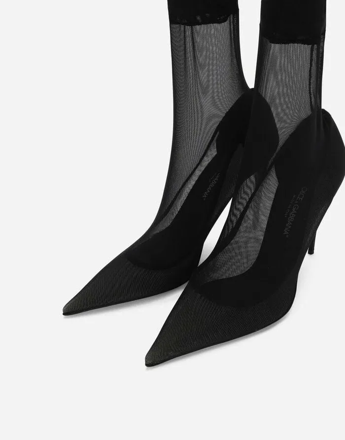 Dolce and Gabbana Boots And Booties Women KIM DOLCEandGABBANA Stretch Tulle Ankle Boots Black Dolce and Gabbana Boots And Booties Women KIM DOLCEandGABBANA Stretch Tulle Ankle Boots Black