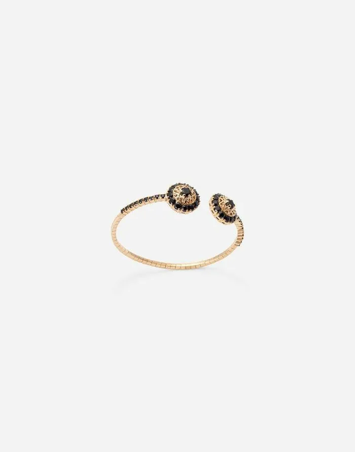 Dolce and Gabbana Bracelets Women Family Yellow Gold Bracelet With Rosette Motif And Black Sapphire Gold Dolce and Gabbana Bracelets Women Family Yellow Gold Bracelet With Rosette Motif And Black Sapphire Gold