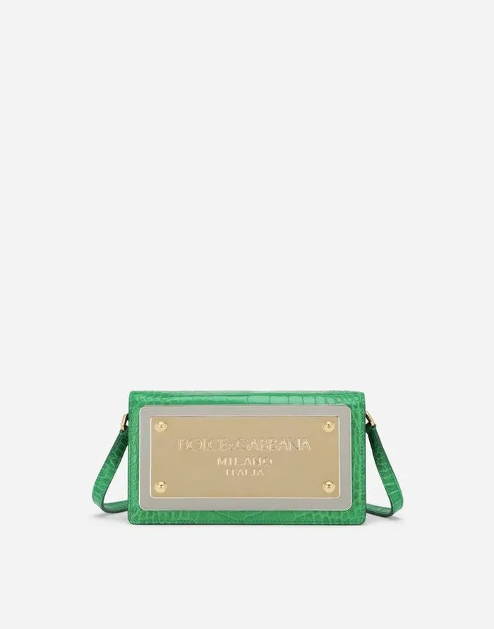 Dolce and Gabbana Clutches Mini And Micro Bags Women Phone Bag With Branded Maxiplate Green Dolce and Gabbana Clutches Mini And Micro Bags Women Phone Bag With Branded Maxiplate Green