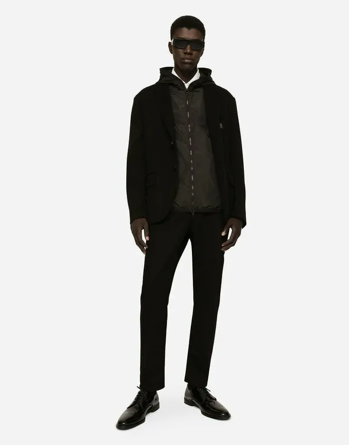 Dolce and Gabbana Coats And Jackets Men Hooded Jersey Jacket And Nylon Vest Black Dolce and Gabbana Coats And Jackets Men Hooded Jersey Jacket And Nylon Vest Black