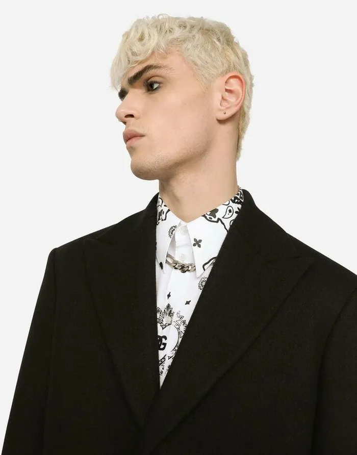 Dolce and Gabbana Coats And Jackets Men Singlebreasted Wool Jersey Coat Multicolor Dolce and Gabbana Coats And Jackets Men Singlebreasted Wool Jersey Coat Multicolor
