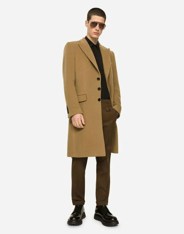 Dolce and Gabbana Coats And Jackets Men Wool And Cashmere Coat Beige Dolce and Gabbana Coats And Jackets Men Wool And Cashmere Coat Beige