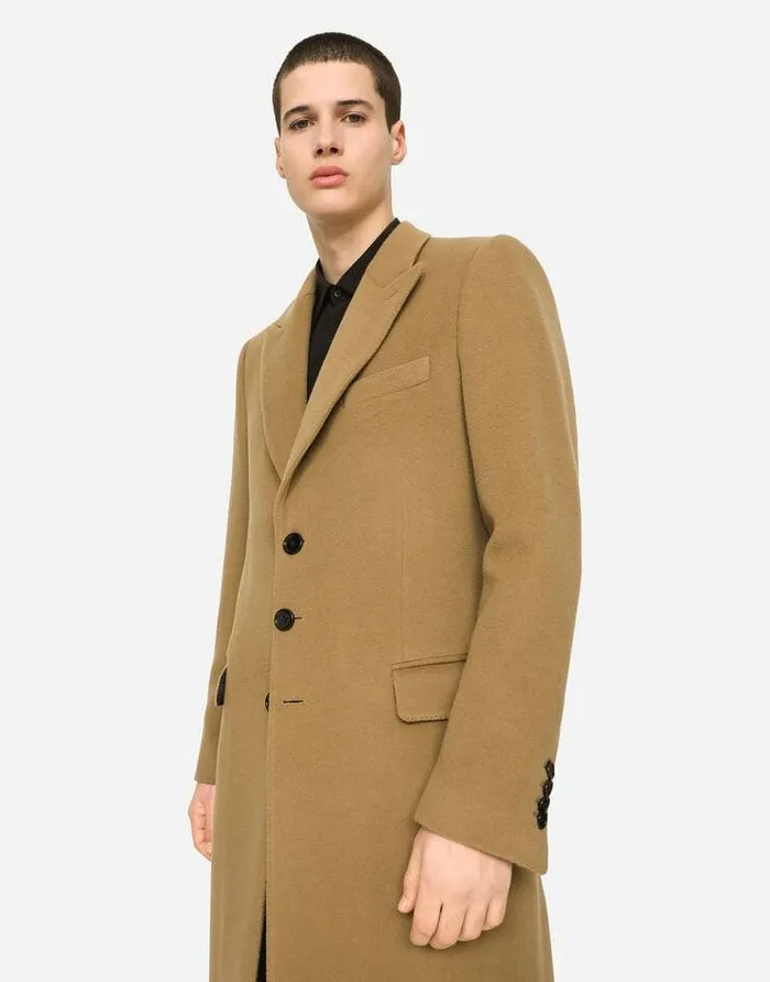 Dolce and Gabbana Coats And Jackets Men Wool And Cashmere Coat Beige Dolce and Gabbana Coats And Jackets Men Wool And Cashmere Coat Beige