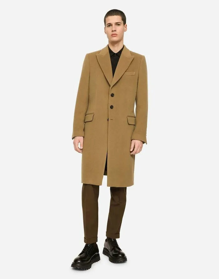 Dolce and Gabbana Coats And Jackets Men Wool And Cashmere Coat Beige Dolce and Gabbana Coats And Jackets Men Wool And Cashmere Coat Beige