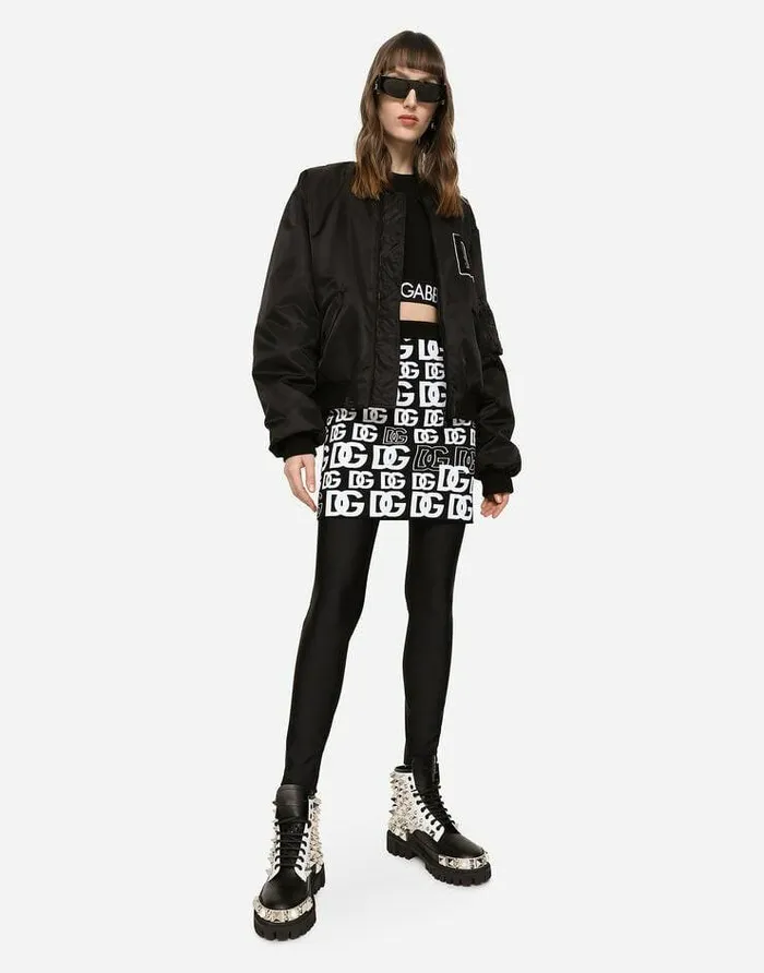Dolce and Gabbana Coats And Jackets Women Nylon Bomber Jacket With DG Logo Patch Black Dolce and Gabbana Coats And Jackets Women Nylon Bomber Jacket With DG Logo Patch Black