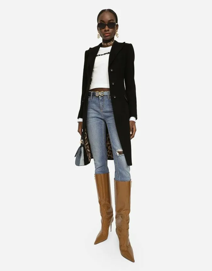 Dolce and Gabbana Coats And Jackets Women Singlebreasted Wool And Cashmere Coat Black Dolce and Gabbana Coats And Jackets Women Singlebreasted Wool And Cashmere Coat Black