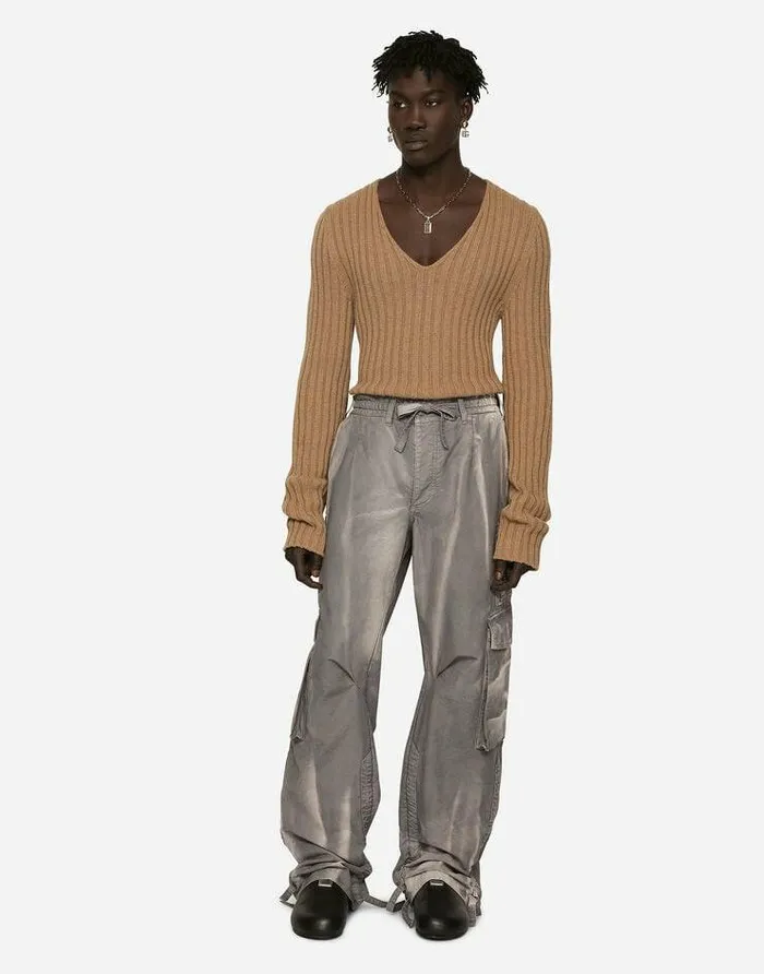 Dolce and Gabbana Denim Men Garmentdyed Cotton Canvas Cargo Jogging Pants Multicolor Dolce and Gabbana Denim Men Garmentdyed Cotton Canvas Cargo Jogging Pants Multicolor