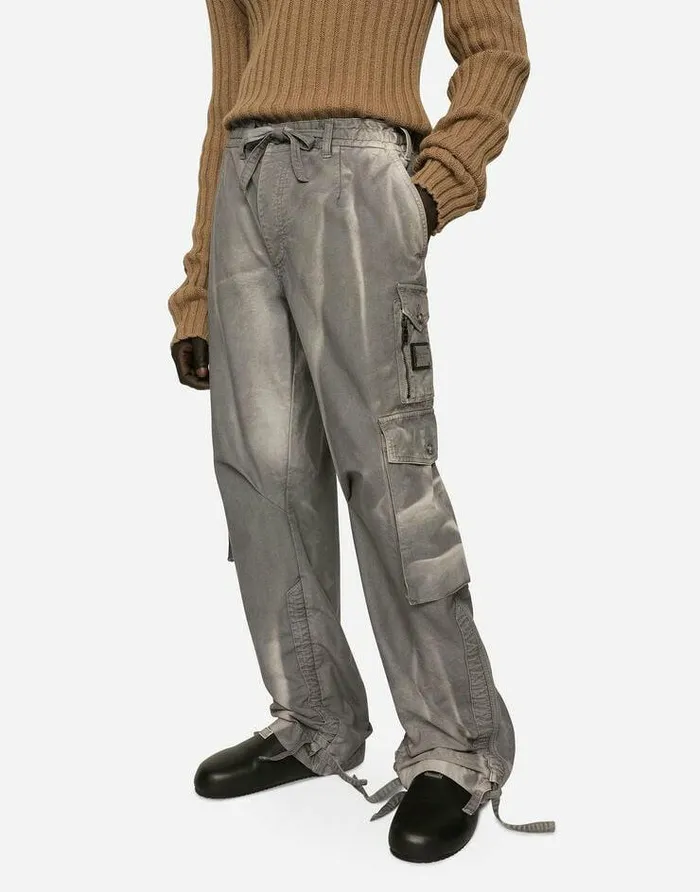 Dolce and Gabbana Denim Men Garmentdyed Cotton Canvas Cargo Jogging Pants Multicolor Dolce and Gabbana Denim Men Garmentdyed Cotton Canvas Cargo Jogging Pants Multicolor