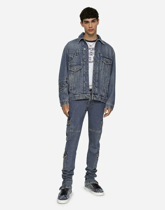 Dolce and Gabbana Denim Men Patchwork Denim Jacket Multicolor Dolce and Gabbana Denim Men Patchwork Denim Jacket Multicolor