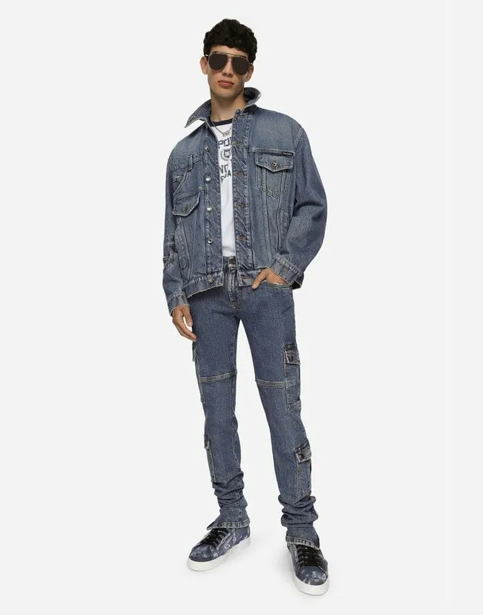 Dolce and Gabbana Denim Men Patchwork Denim Jacket Multicolor Dolce and Gabbana Denim Men Patchwork Denim Jacket Multicolor