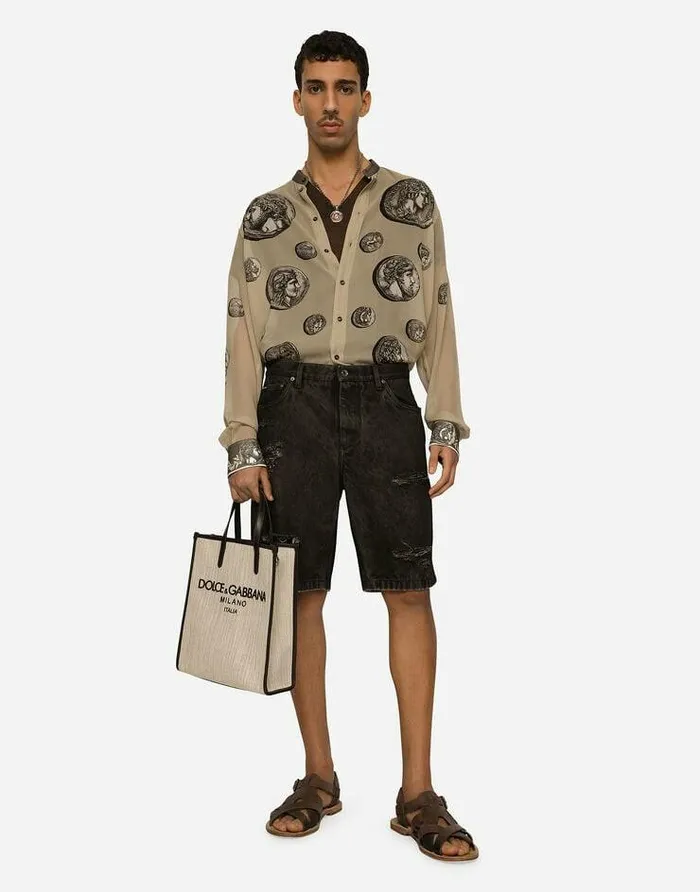 Dolce and Gabbana Denim Men Washed Denim Bermuda Shorts With Rips Multicolor Dolce and Gabbana Denim Men Washed Denim Bermuda Shorts With Rips Multicolor
