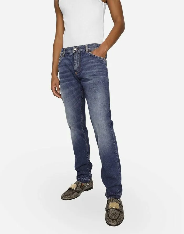 Dolce and Gabbana Denim Men Washed Slim Fit Stretch Denim Jeans Multicolor Dolce and Gabbana Denim Men Washed Slim Fit Stretch Denim Jeans Multicolor
