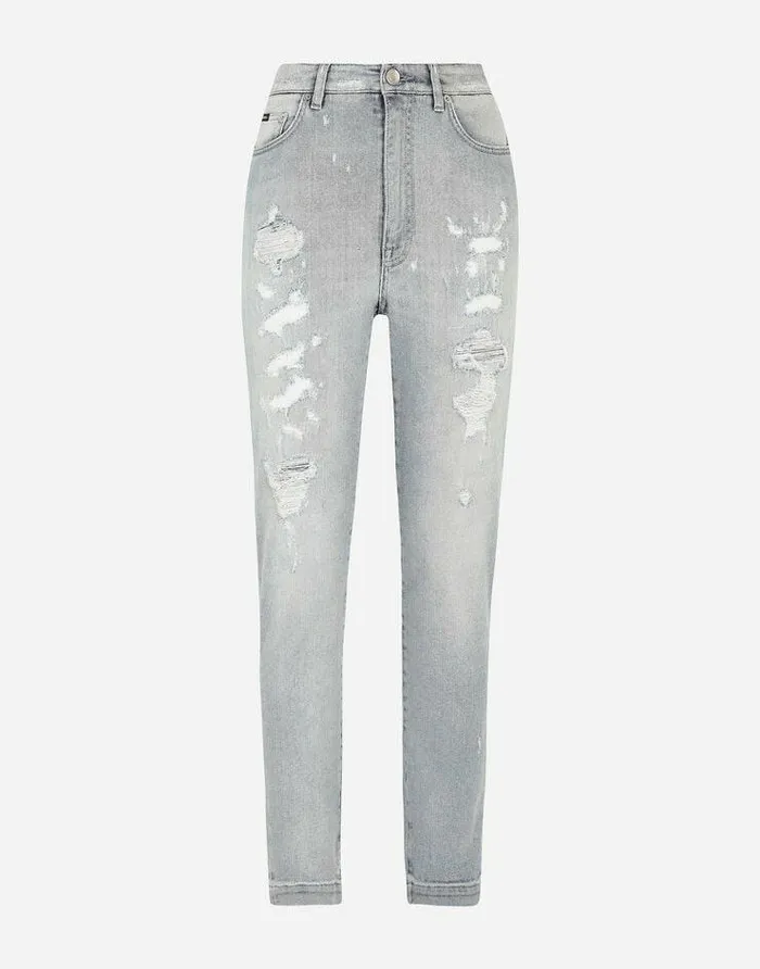 Dolce and Gabbana Denim Women Light Blue Denim Grace Jeans With Ripped Details Multicolor