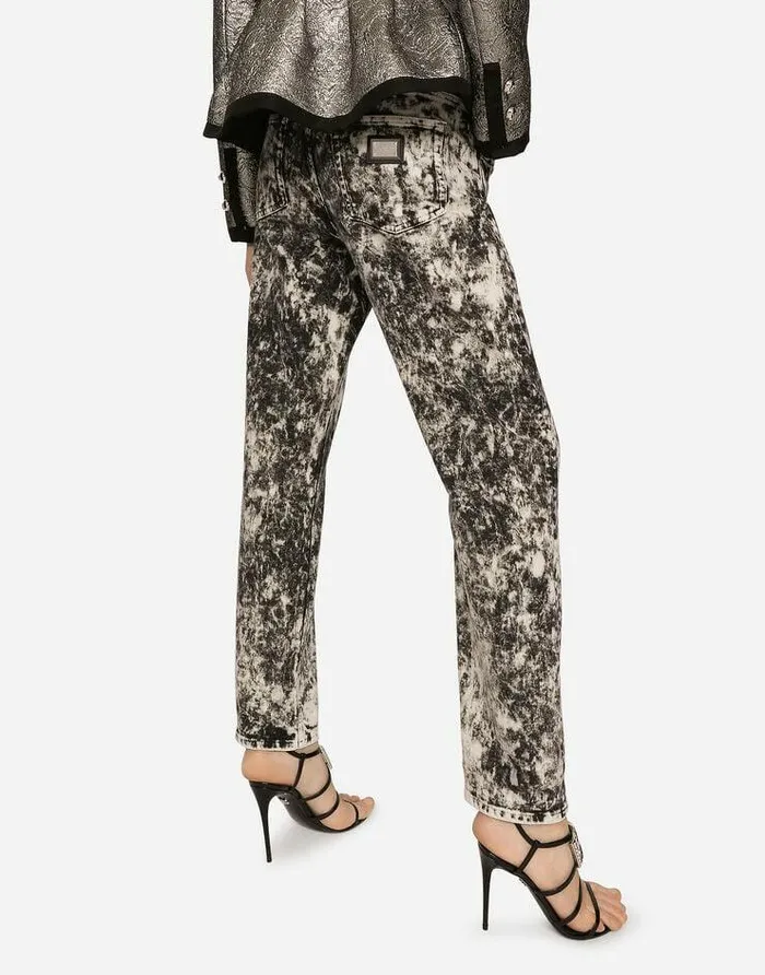Dolce and Gabbana Denim Women Marbled Boyfriend Jeans Multicolor Dolce and Gabbana Denim Women Marbled Boyfriend Jeans Multicolor