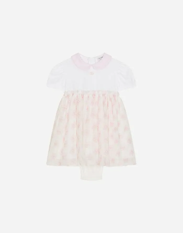 Dolce and Gabbana Dresses Children DG Logoprint Tulle And Jersey Dress Multicolor Dolce and Gabbana Dresses Children DG Logoprint Tulle And Jersey Dress Multicolor