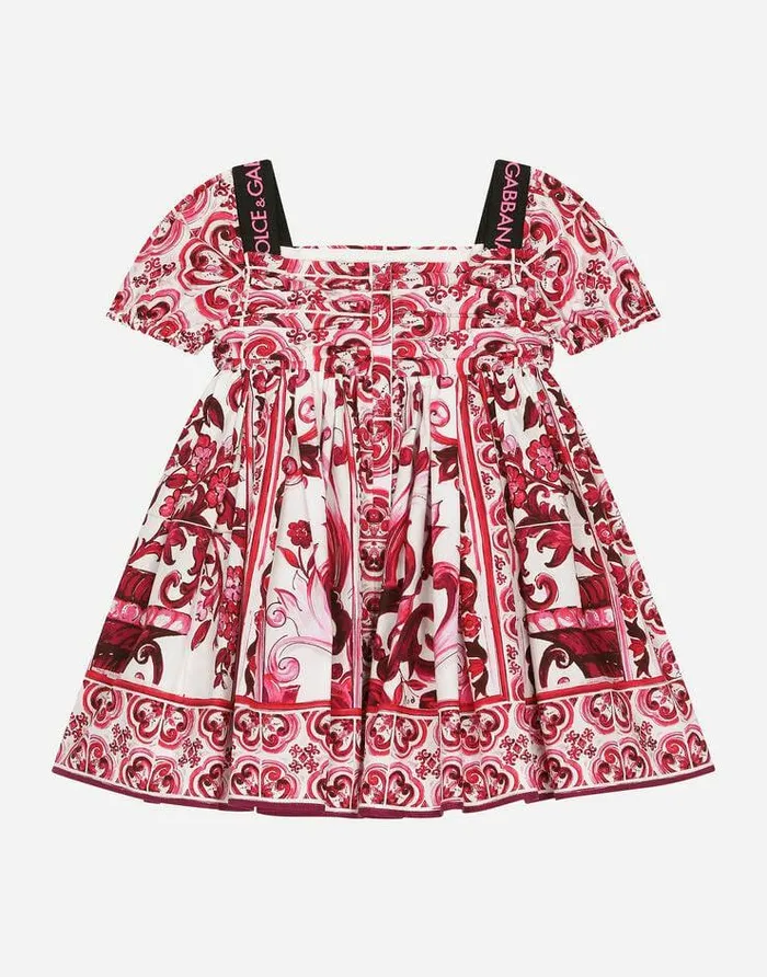 Dolce and Gabbana Dresses Children Majolicaprint Poplin Midi Dress Multicolor Dolce and Gabbana Dresses Children Majolicaprint Poplin Midi Dress Multicolor