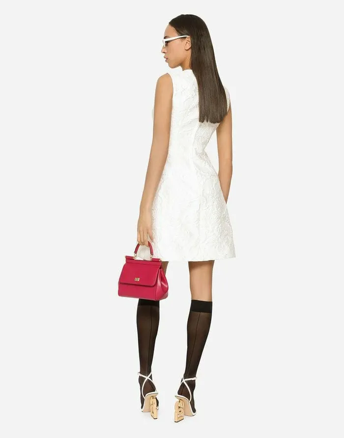 Dolce and Gabbana Dresses Women Short Brocade Dress White Dolce and Gabbana Dresses Women Short Brocade Dress White