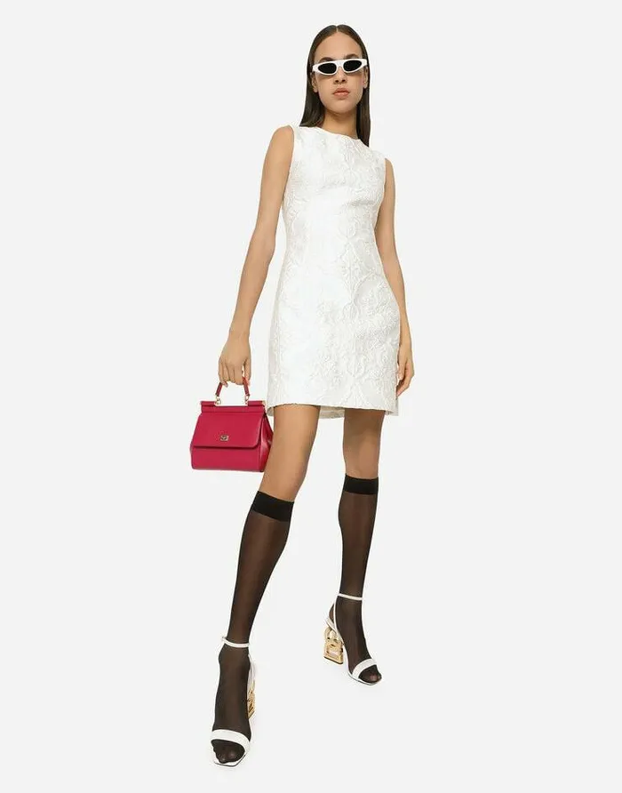Dolce and Gabbana Dresses Women Short Brocade Dress White Dolce and Gabbana Dresses Women Short Brocade Dress White