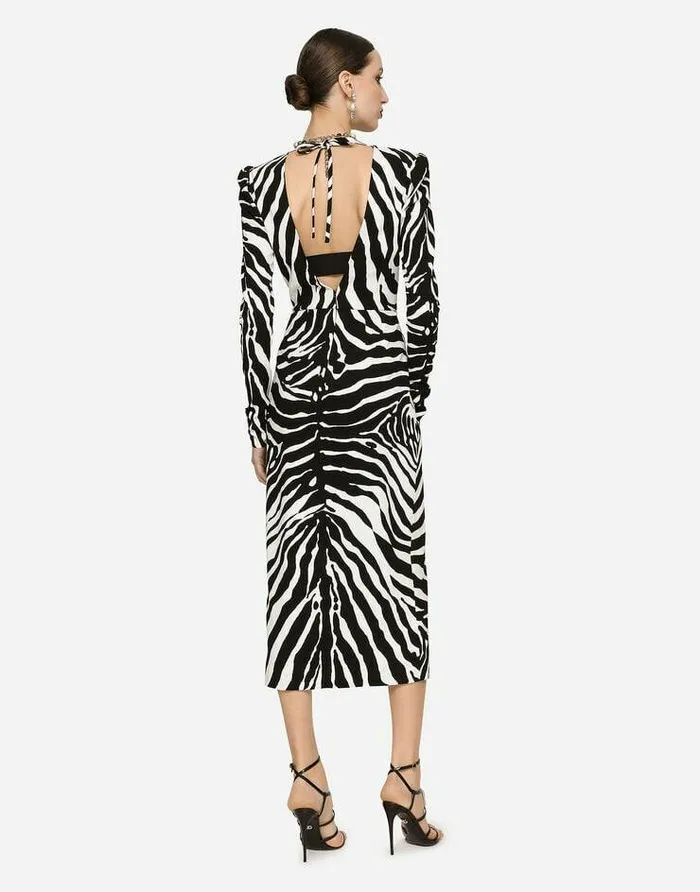 Dolce and Gabbana Dresses Women Zebraprint Cady Calflength Dress Animal Print Dolce and Gabbana Dresses Women Zebraprint Cady Calflength Dress Animal Print