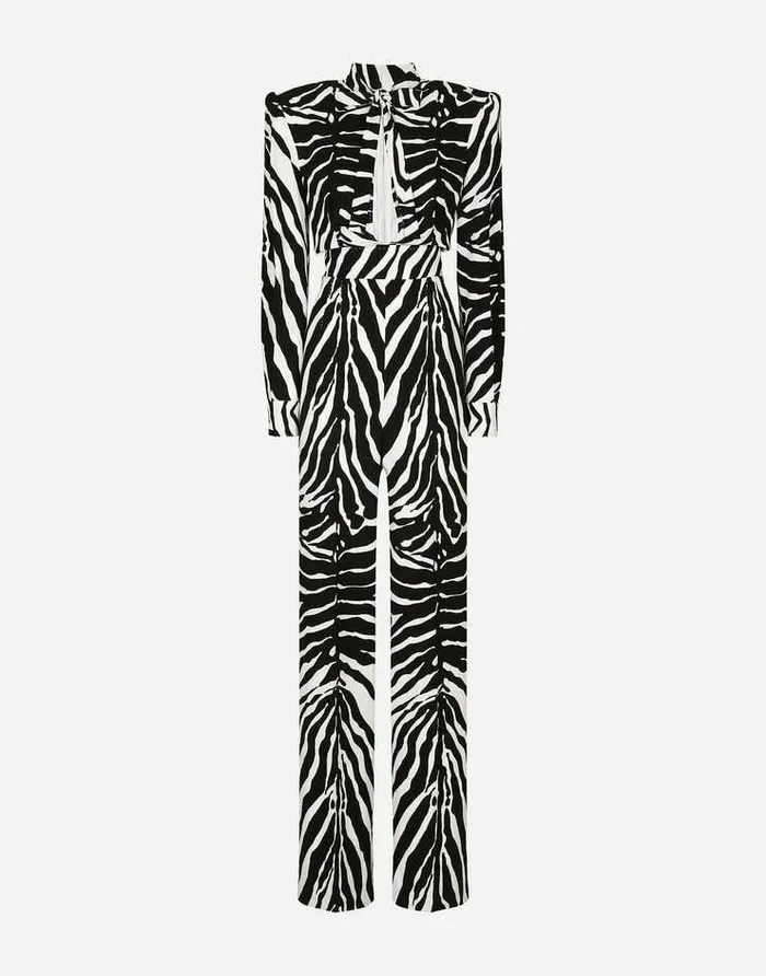 Dolce and Gabbana Dresses Women Zebraprint Cady Jumpsuit Animal Print