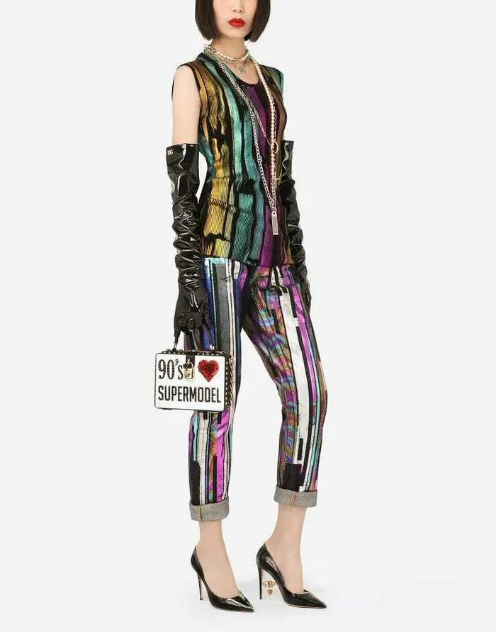 Dolce and Gabbana Handbags Women Calfskin Dolce Box Bag With 03990s Print Multicolor