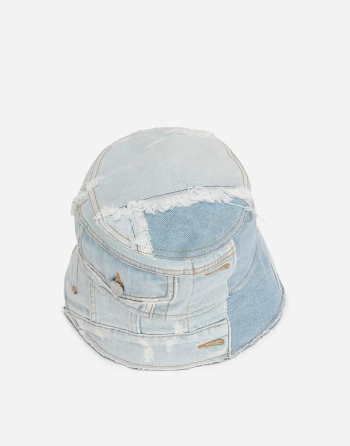 Dolce and Gabbana Hats And Gloves Men Denim Patchwork Bucket Hat Multicolor