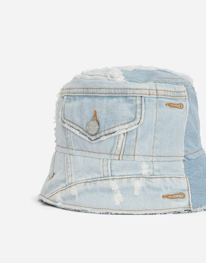 Dolce and Gabbana Hats And Gloves Men Denim Patchwork Bucket Hat Multicolor