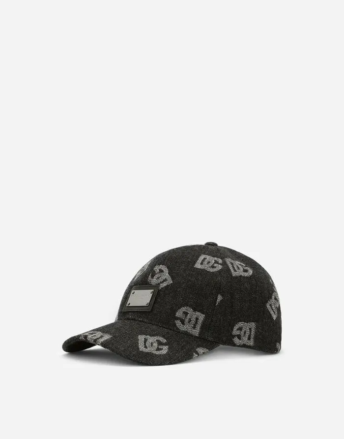Dolce and Gabbana Hats And Gloves Men Jacquard Baseball Cap With DG Monogram Blue