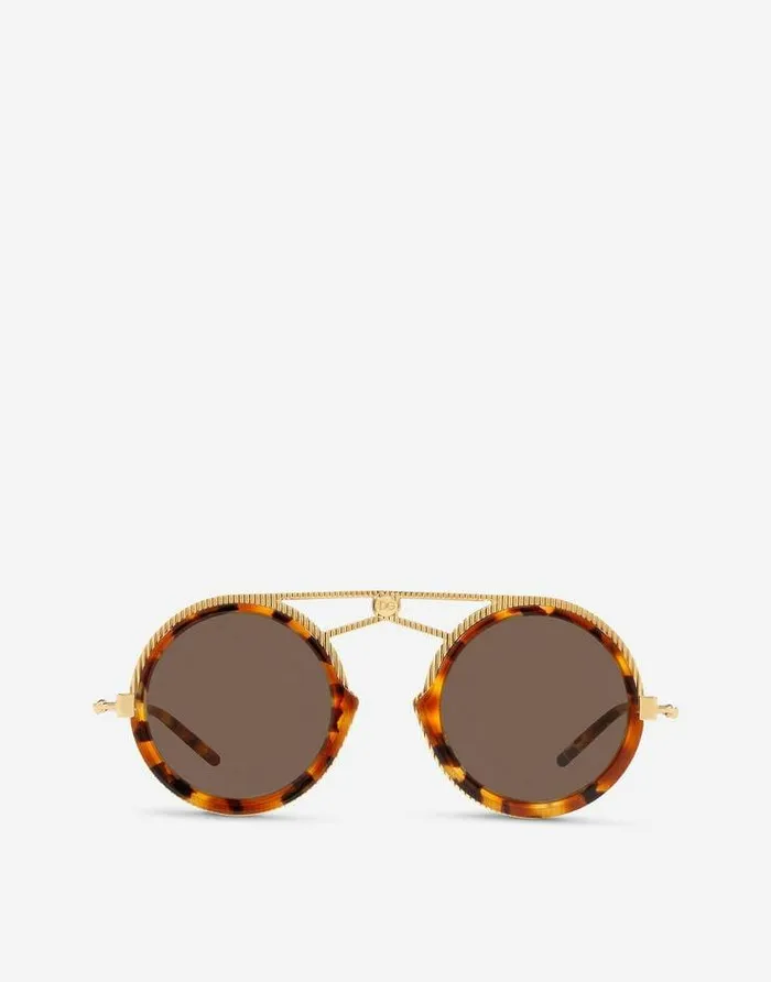 Dolce and Gabbana Icons Men Dg Fatto A Mano Sunglasses Gold And Havana