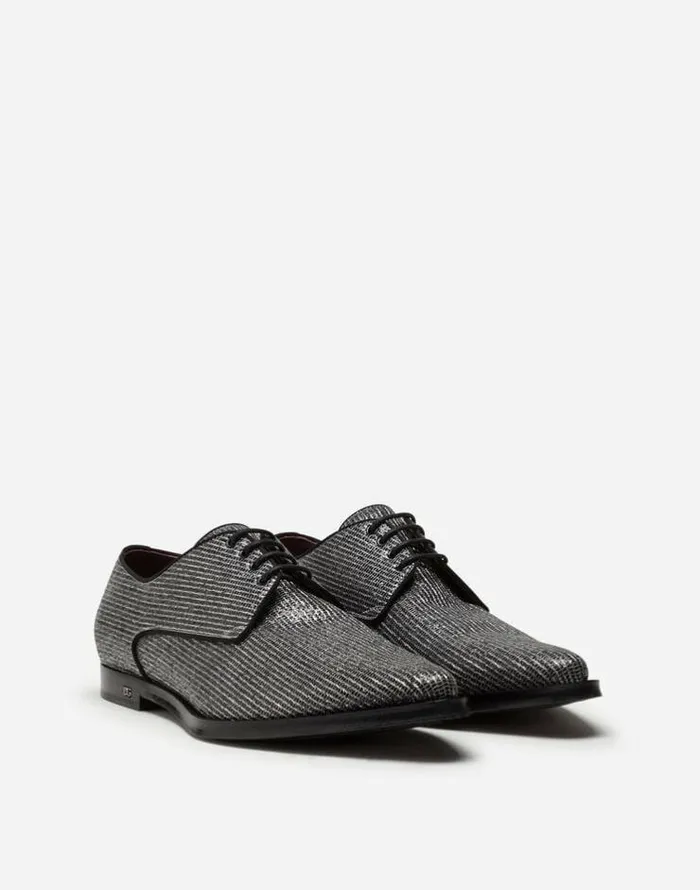 Dolce and Gabbana LaceUps Men Derby In Luxor Blacksilver Dolce and Gabbana LaceUps Men Derby In Luxor Blacksilver