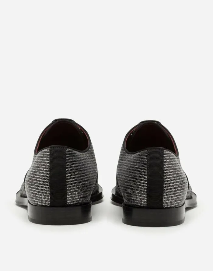 Dolce and Gabbana LaceUps Men Derby In Luxor Blacksilver Dolce and Gabbana LaceUps Men Derby In Luxor Blacksilver