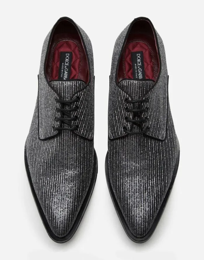 Dolce and Gabbana LaceUps Men Derby In Luxor Blacksilver Dolce and Gabbana LaceUps Men Derby In Luxor Blacksilver
