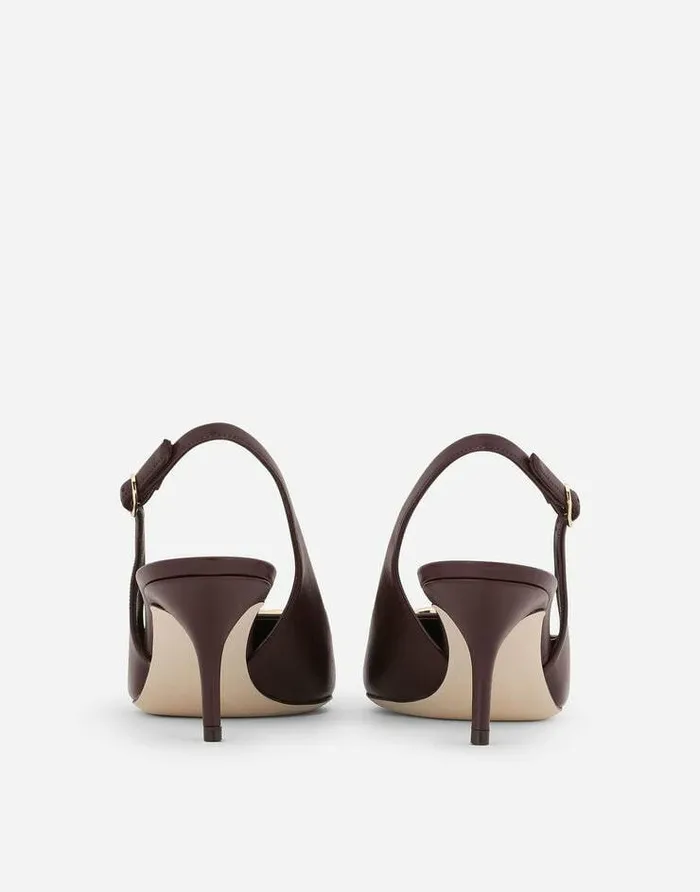 Dolce and Gabbana Pumps And Slingback Women Calfskin Slingbacks With DG Logo Bordeaux Dolce and Gabbana Pumps And Slingback Women Calfskin Slingbacks With DG Logo Bordeaux