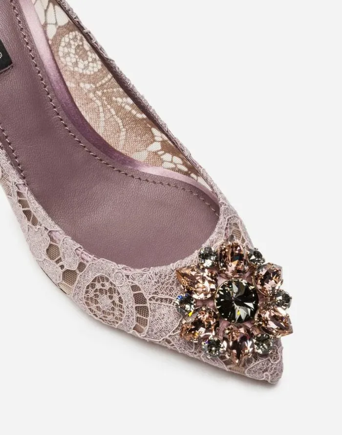 Dolce and Gabbana Pumps And Slingback Women Lace Rainbow Pumps With Brooch Detailing Blush Dolce and Gabbana Pumps And Slingback Women Lace Rainbow Pumps With Brooch Detailing Blush