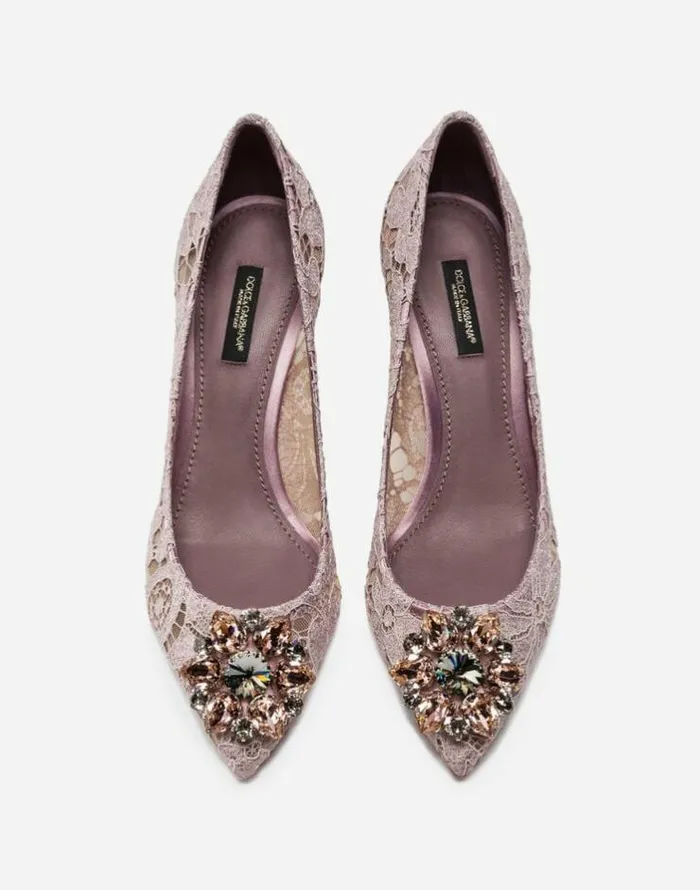 Dolce and Gabbana Pumps And Slingback Women Lace Rainbow Pumps With Brooch Detailing Blush Dolce and Gabbana Pumps And Slingback Women Lace Rainbow Pumps With Brooch Detailing Blush