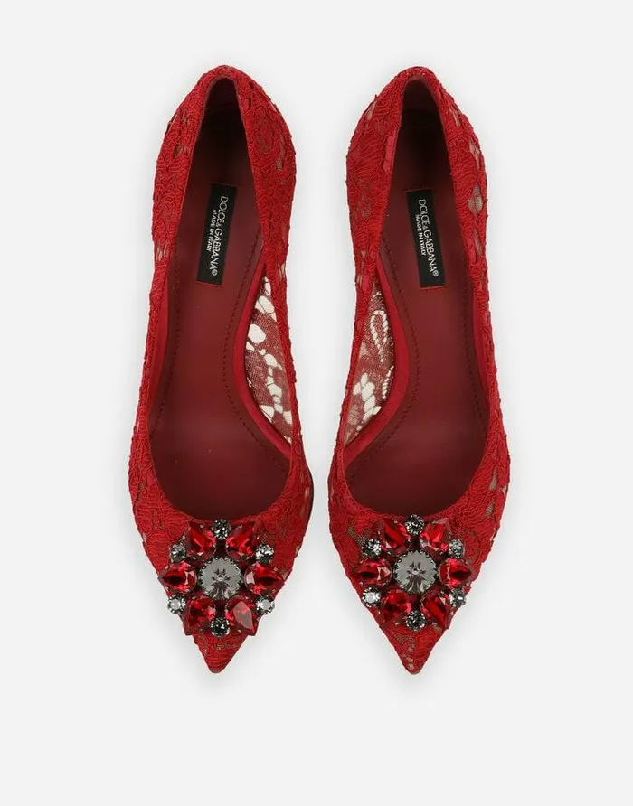 Dolce and Gabbana Pumps And Slingback Women Lace Rainbow Pumps With Brooch Detailing Red Dolce and Gabbana Pumps And Slingback Women Lace Rainbow Pumps With Brooch Detailing Red