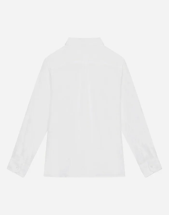 Dolce and Gabbana Shirts Children Linen Shirt With DG Embroidery White