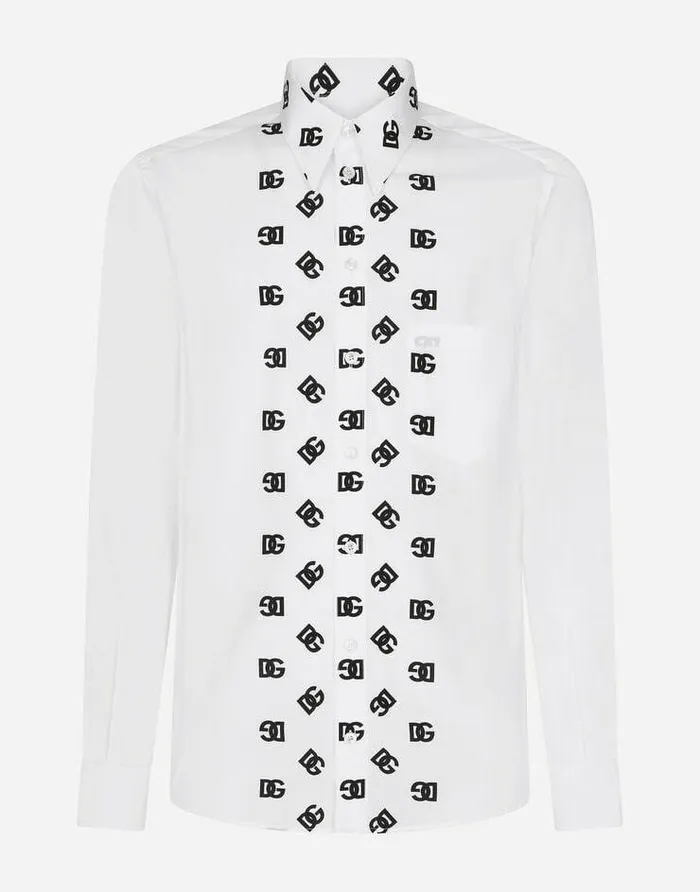 Dolce and Gabbana Shirts Men Cotton Martinifit Shirt With DG Logo Print Multicolor Dolce and Gabbana Shirts Men Cotton Martinifit Shirt With DG Logo Print Multicolor
