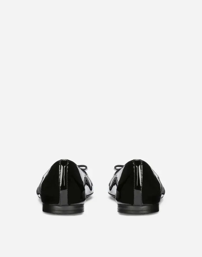 Dolce and Gabbana Shoes 2438 Children Patent Leather Ballet Flats With Metal DG Logo Black Dolce and Gabbana Shoes 2438 Children Patent Leather Ballet Flats With Metal DG Logo Black