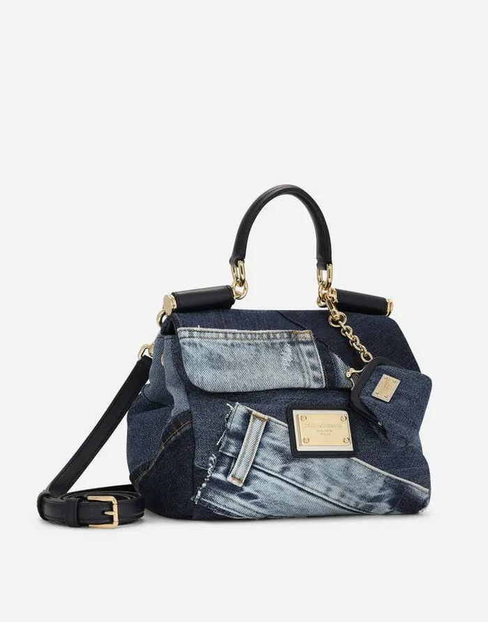 Dolce and Gabbana Shoulder And Crossbody Bags Women Small Patchwork Denim Sicily Soft Bag Denim Dolce and Gabbana Shoulder And Crossbody Bags Women Small Patchwork Denim Sicily Soft Bag Denim