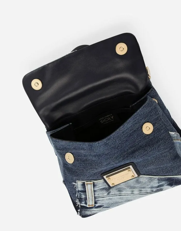 Dolce and Gabbana Shoulder And Crossbody Bags Women Small Patchwork Denim Sicily Soft Bag Denim Dolce and Gabbana Shoulder And Crossbody Bags Women Small Patchwork Denim Sicily Soft Bag Denim
