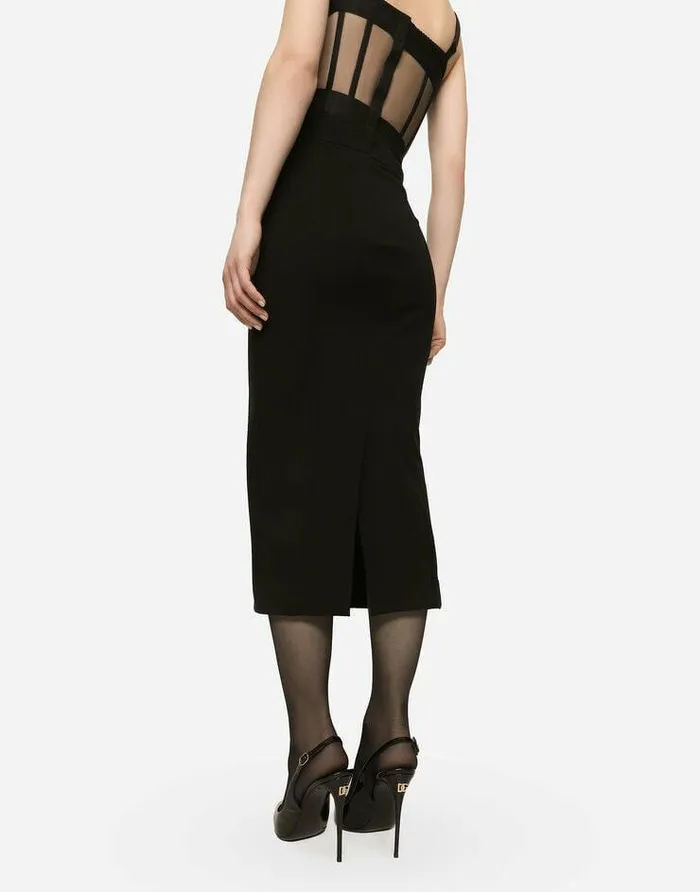 Dolce and Gabbana Skirts Women Technical Jersey Calflength Skirt Black Dolce and Gabbana Skirts Women Technical Jersey Calflength Skirt Black
