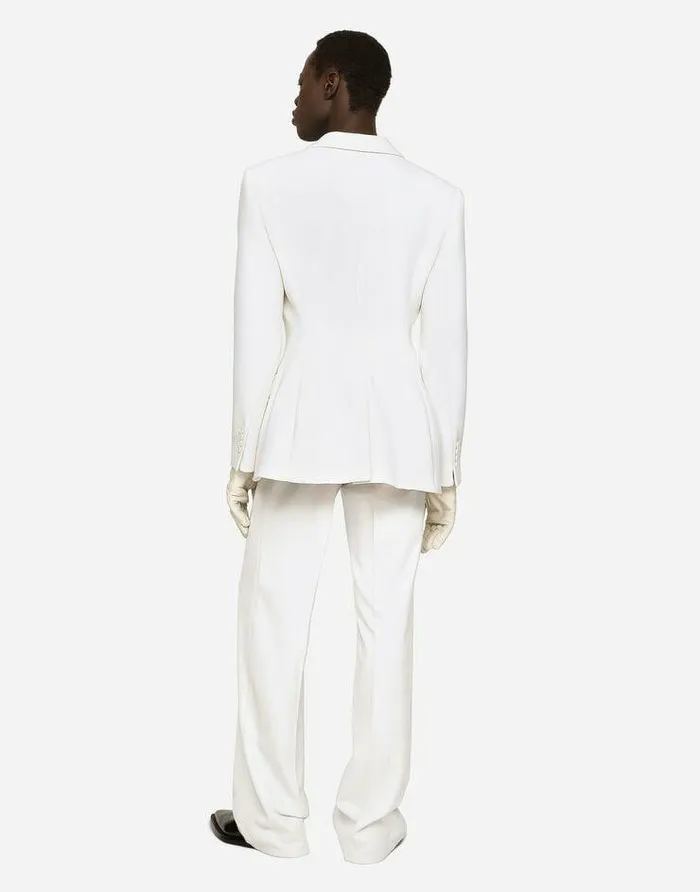 Dolce and Gabbana Suits And Blazers Men Doublebreasted Stretch Wool Crepe Dolcefit Jacket White Dolce and Gabbana Suits And Blazers Men Doublebreasted Stretch Wool Crepe Dolcefit Jacket White