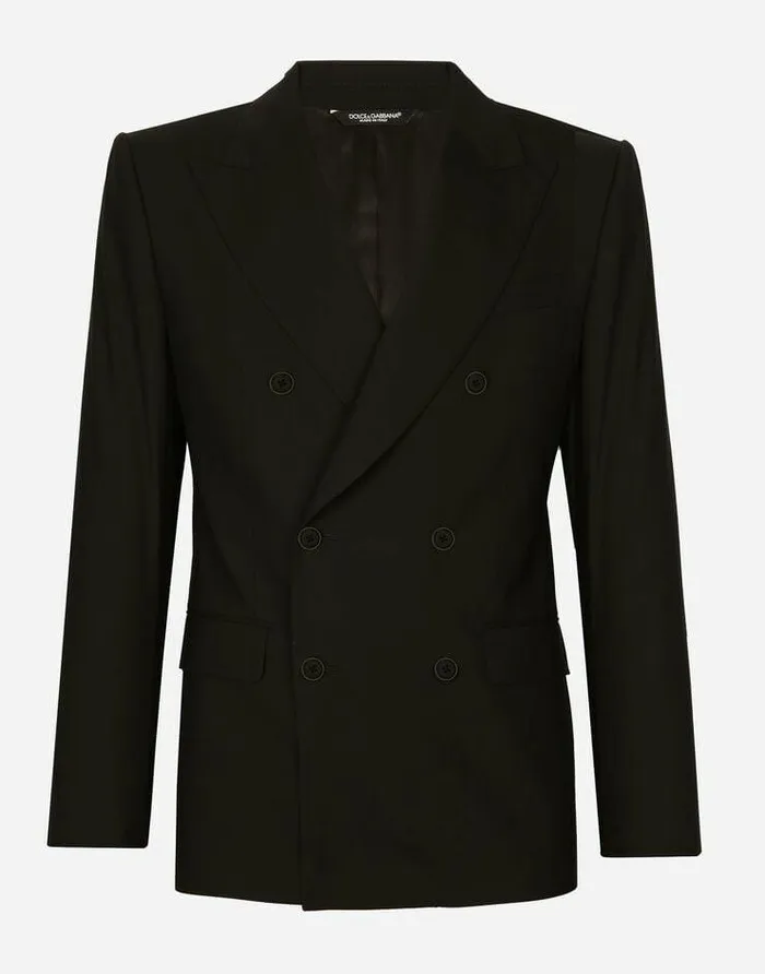 Dolce and Gabbana Suits And Blazers Men Doublebreasted Stretch Wool Siciliafit Suit Black Dolce and Gabbana Suits And Blazers Men Doublebreasted Stretch Wool Siciliafit Suit Black